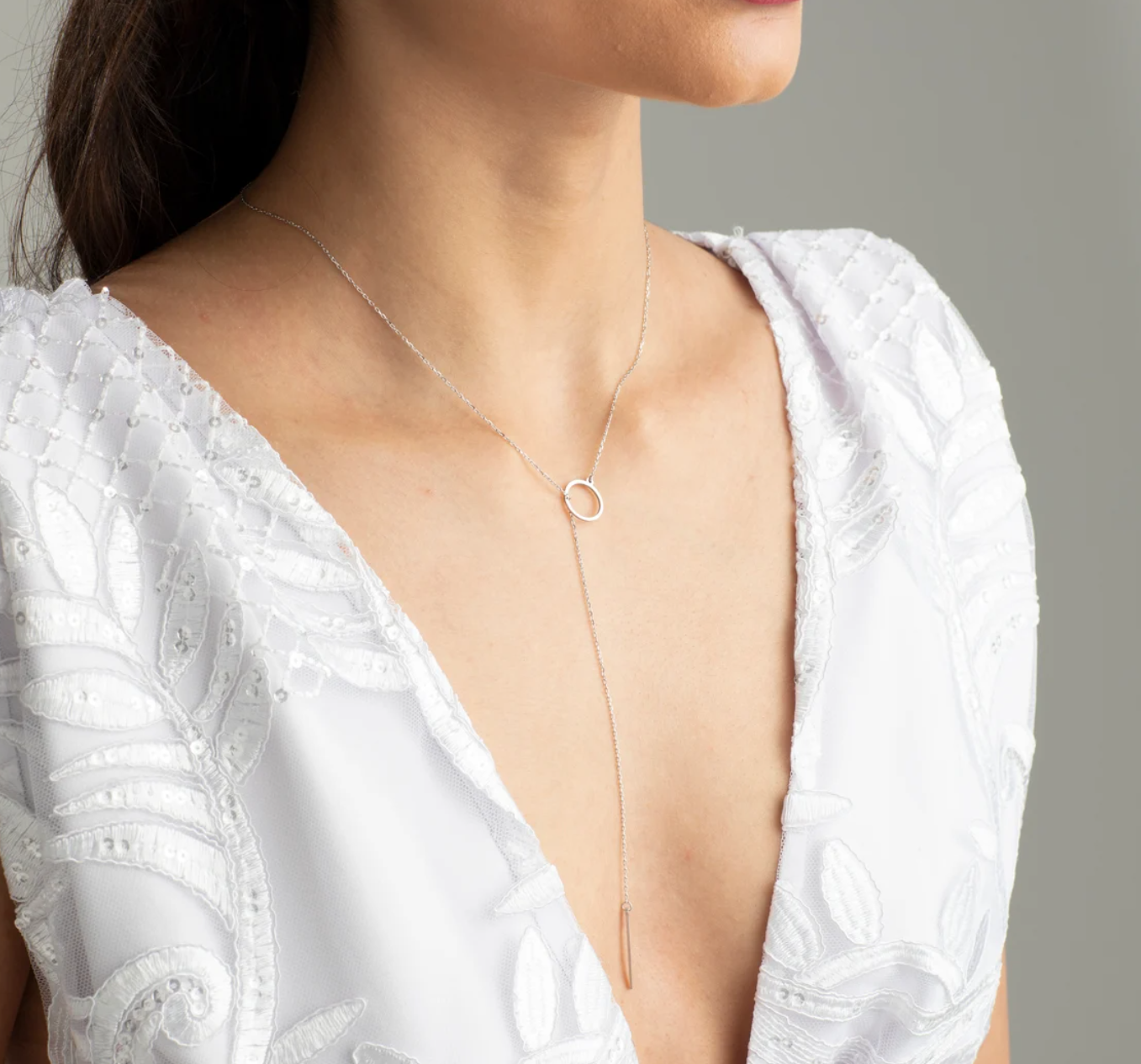 Pickleball Lariat Necklace | Open Paddle in White Gold – Crosscourt Jewelry